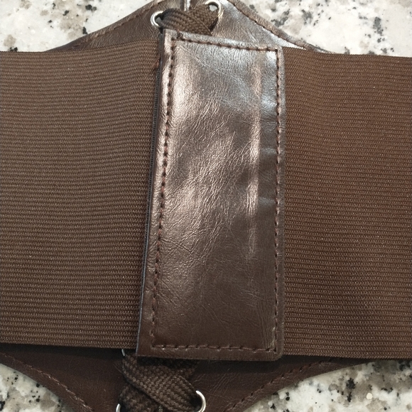 Corset Belt Brown Lace Up Leather Velcro Pirate - Picture 6 of 8